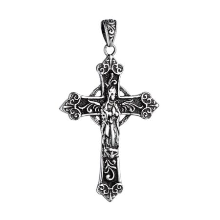 virgin mary cross pendant stainless steel